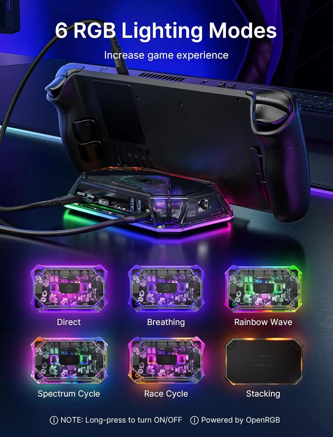 RGB Docking Station for ROG Ally, 12-in-1 ROG Ally Dock with 4K@120Hz HDMI & DisplayPort Gigabit Etherne USB-C 3.2 for Rog Ally