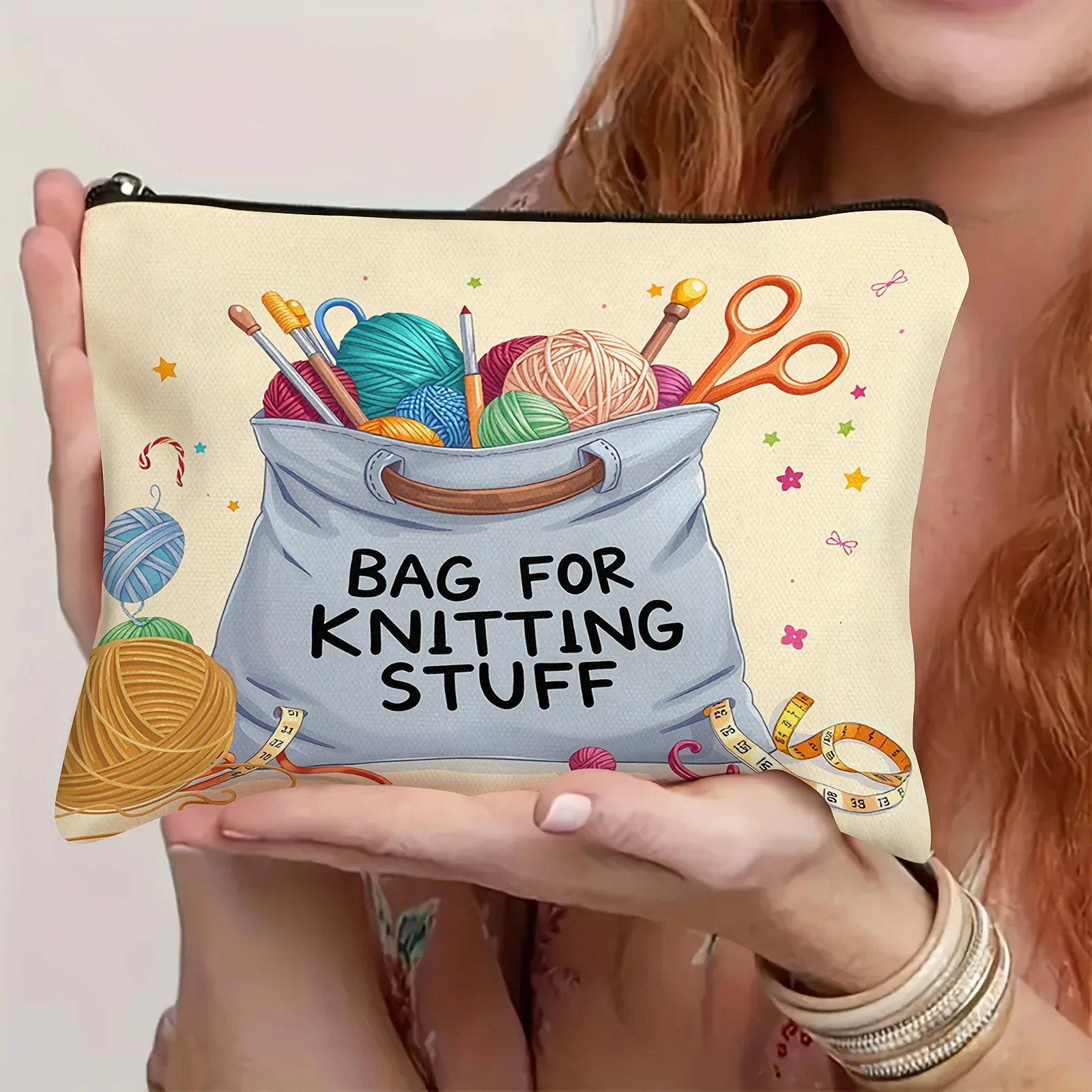 Sacs à cosmétiques tissés et faits à la main – jolis sacs multifonctionnels à fermeture éclair pour femmes, sacs de rangement de bijoux,