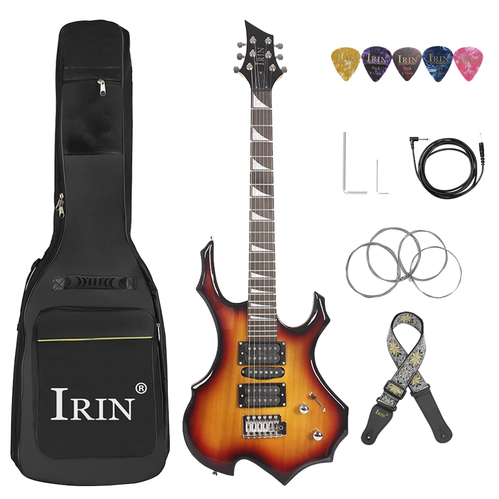 Guitarra eléctrica IRIN, 24 trastes, 6 cuerdas, cuerpo de arce, Guitarra eléctrica con correa de bolsa, piezas y accesorios de Guitarra necesarios