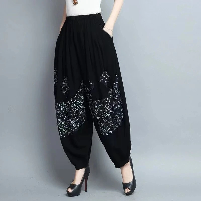 6XL 7XL 8XL Large Size Women Lantern Pants Spring Summer New Loose, High Waist Casual Ankle-Length Trousers Feminina Pantalons