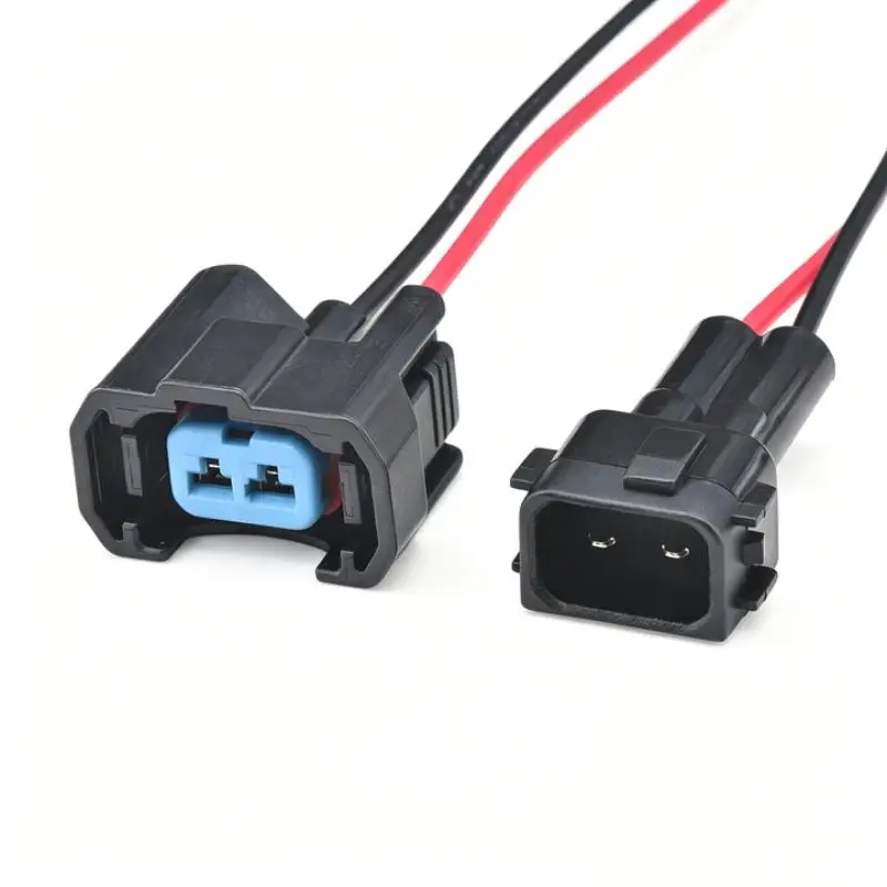 1 Set 2 Pin Automotive Fuel Spray Nozzle Wiring Connector with Pre-stripped Wires for Auto Electrical System Maintenance