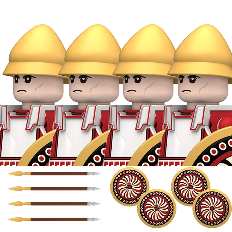 Militärische Bausteine: Griechische Serie Schwerer Infanterie-Soldatenfiguren – Athene, Korinth, Spartanische Hopliten, Legionstruppen-Spielzeug