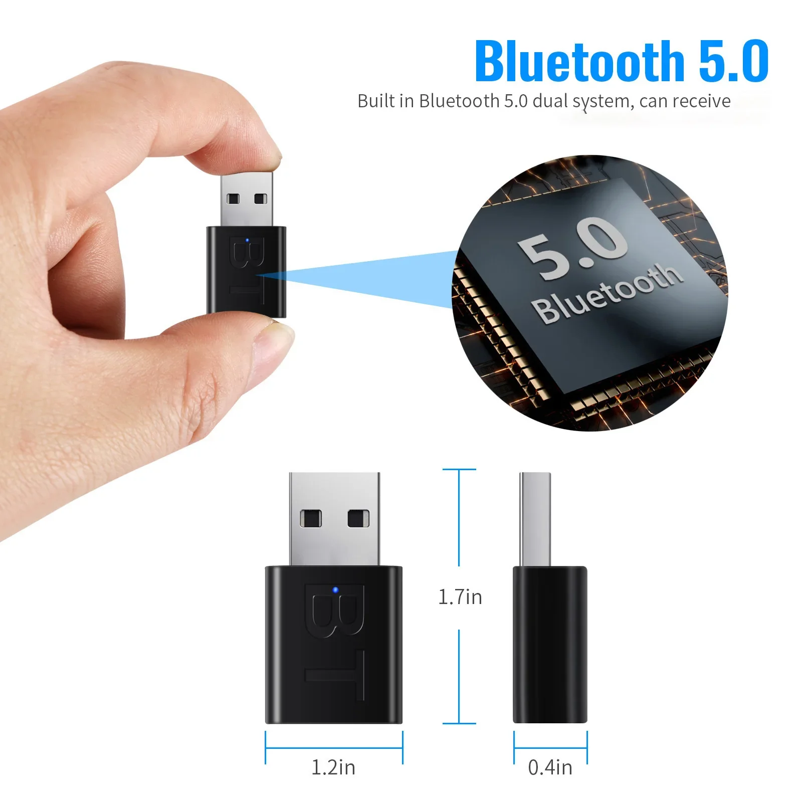 บลูทูธ 5.0 เครื่องรับสัญญาณชุดอุปกรณ์ติดรถยนต์ 3.5 มม.3.5 แจ็คAUXออโต้สเตอริโอUSB Dongleอะแดปเตอร์ไร้สายสําหรับรถยนต์เครื่องขยายเสียงลําโพง
