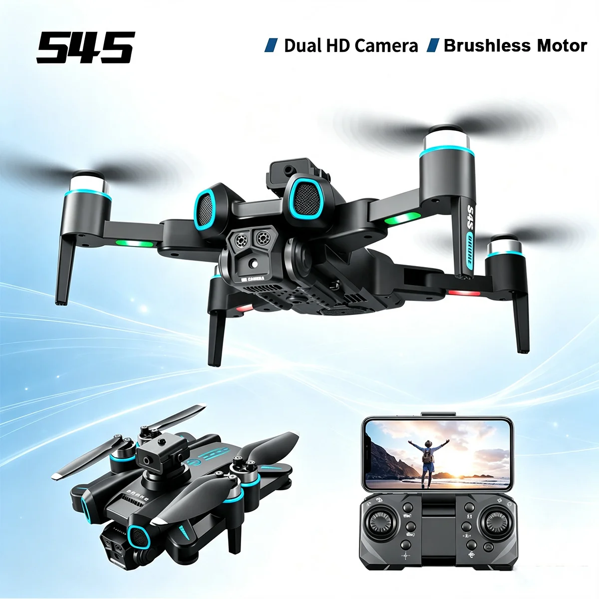 New S4S RC Drone 6K Professional HD Dual Camera Security UAV Obstacle Avoidance Brushless Motor Foldable Quadcopter Kid Gift