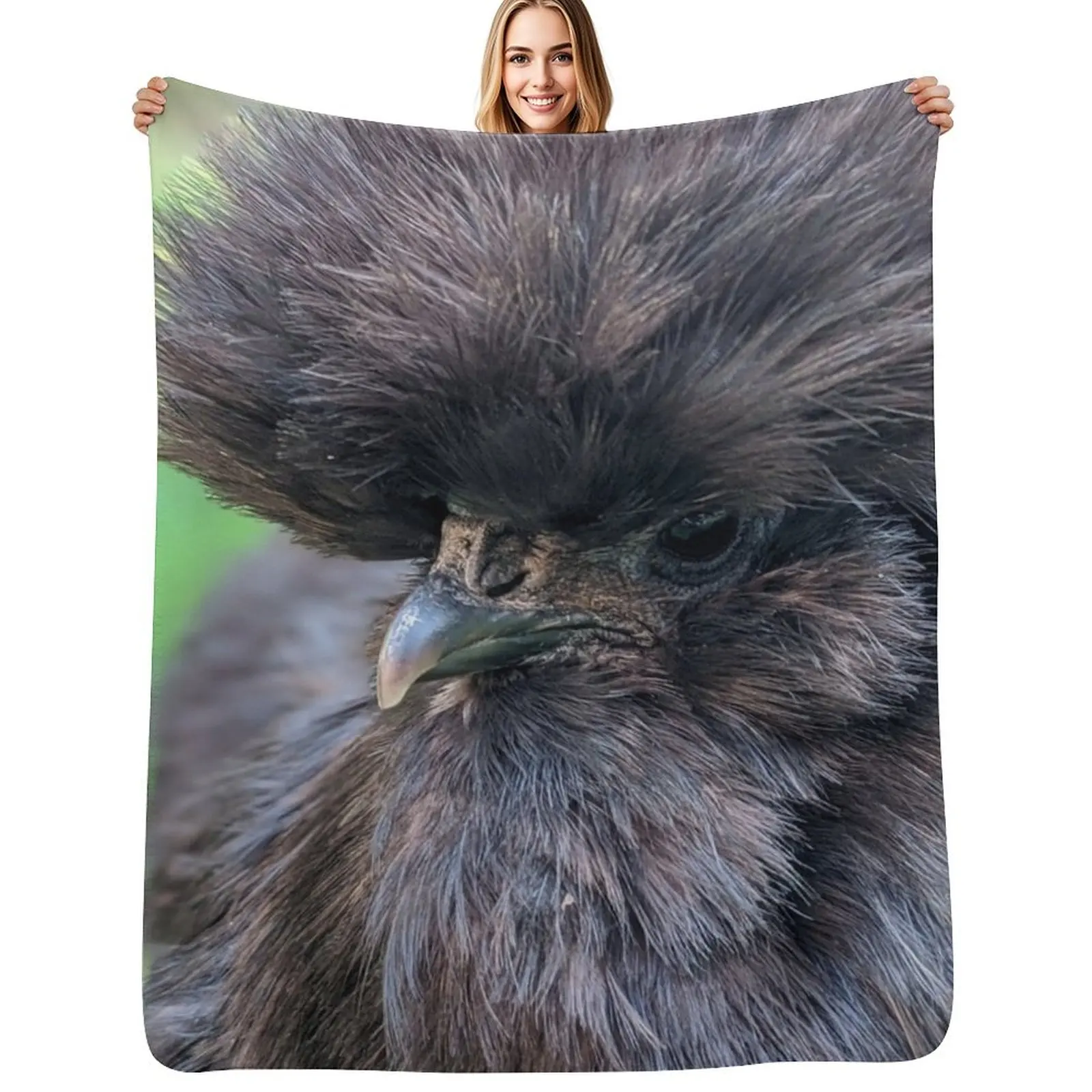 Black Silkie Chicken, Cute Silkie Close Up Throw Blanket Vintage Nap warm for winter sofa bed Sofas anime Blankets