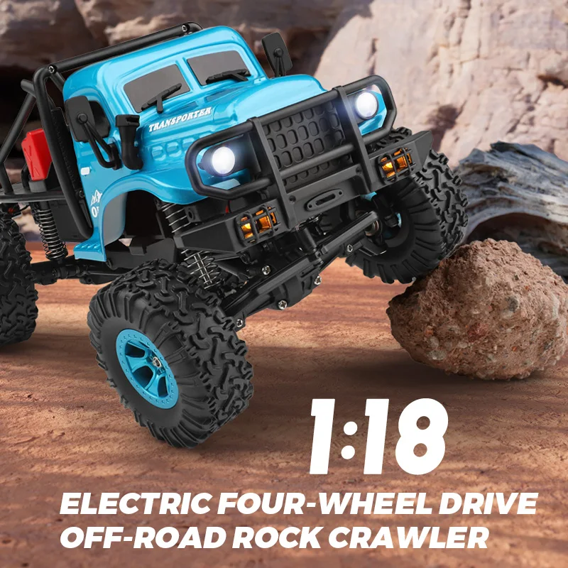 Wltoys 184020   1:18 미니 RC 자동차 2.4G LED 조명 4WD 오프로드 전기 크롤러 차량 원격 제어 트럭 장난감 어린이를위한