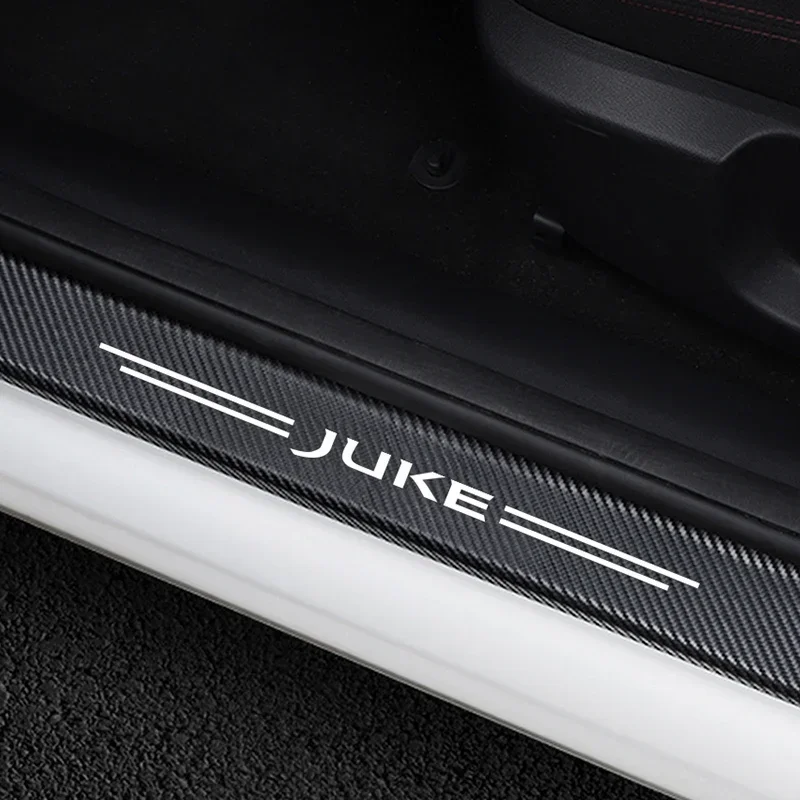 For Nissan Juke 4PCS Car Door Sills Anti Scratch Carbon Fiber Scuff Pedal Cover Stickers Auto Door Threshold Guards Accessories