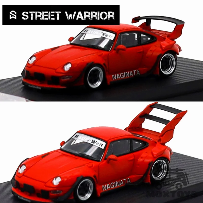 

Модель автомобиля SW 1:64 RWB993 NAGINATA, матовый красный, с GT-крылом / двойным крылом, литая под давлением