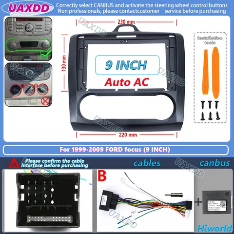 Для Ford Focus 2 MK2 1999-2009 9-дюймовая панель для автомобильного радио, Android GPS MP5 стереоплеер, 2Din головная панель, рамка для приборной панели, кабель, блок Canbus.
