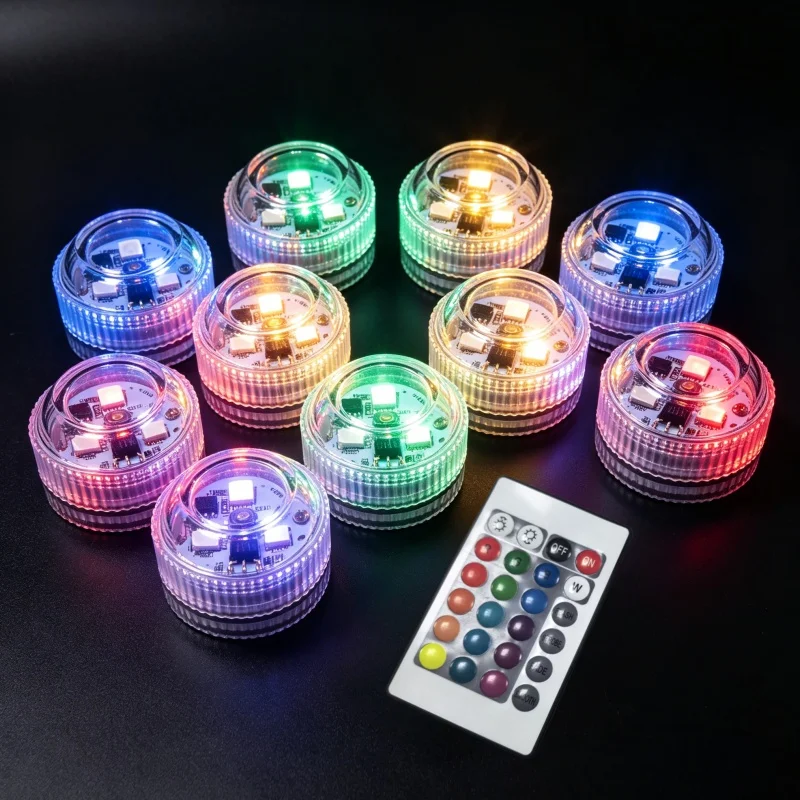 C9 MINI 3LED Underwater Light 16 Colors IP68 Waterproof Swimming Pool Accessories Light Outdoor Submersible Lights for Pond Vase