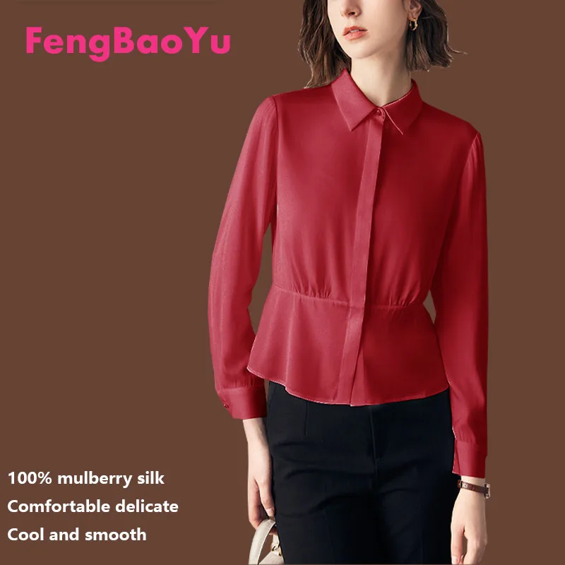 

High-end Silk Shirt Ladies Fashion Trend White Spring and Summer Mulberry Silk French Long-sleeved Top Light Luxury Women's Wear