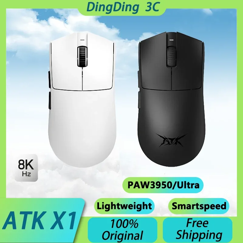 

ATK Blazing Sky X1 Series Smartspeed Wireless Tri-Mode Mouse USB Paw3950 Ultra 8k Dongle Lightweight Esports Gaming Mouse Custom