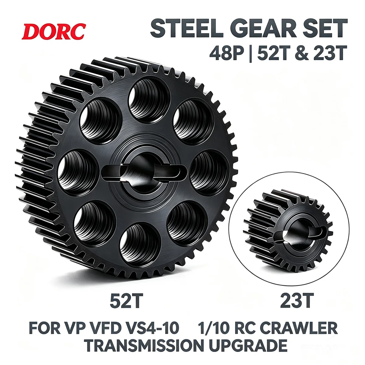 Vanquish Products VFD 48P Stahlgetriebe 52T 23T für VS4-10 – 1/10 Crawler-Getriebe-Upgrade-Set