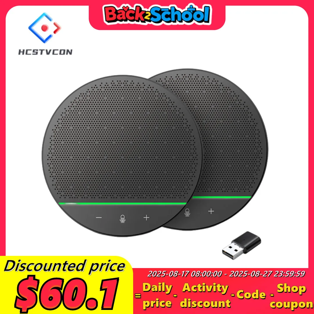Micrófono omnidireccional Rayo 10M 360 ° Altavoz de conferencia inalámbrico con recogida, receptor USB Bluetooth para reuniones en el aula