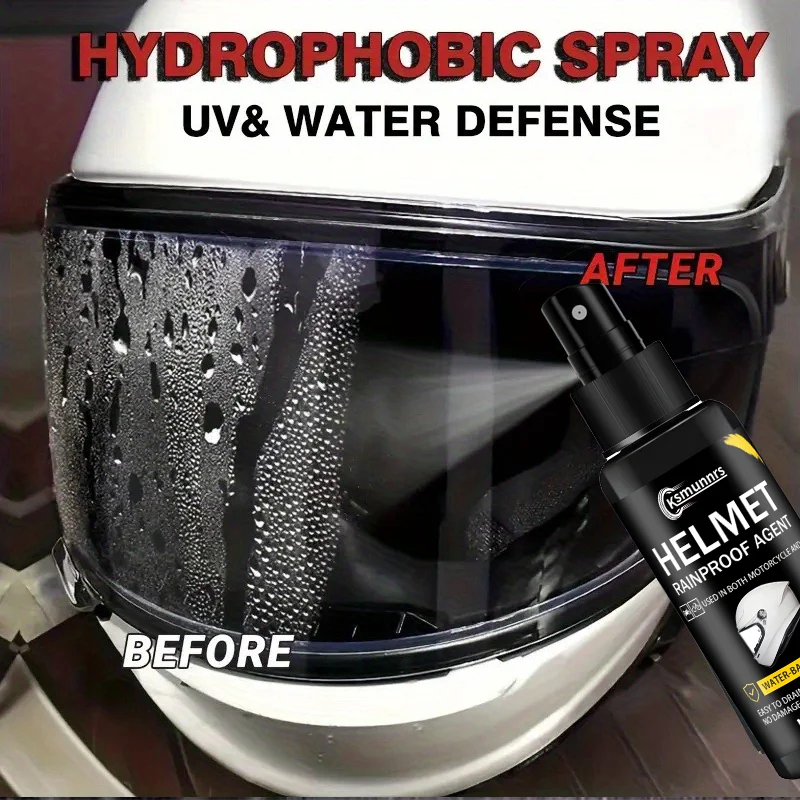 Motorcycle Helmet Anti-Fog & Rain Repellent - Nano-Coating with Rain Beading Technology, Fast Water Repellency, Long-Lasting