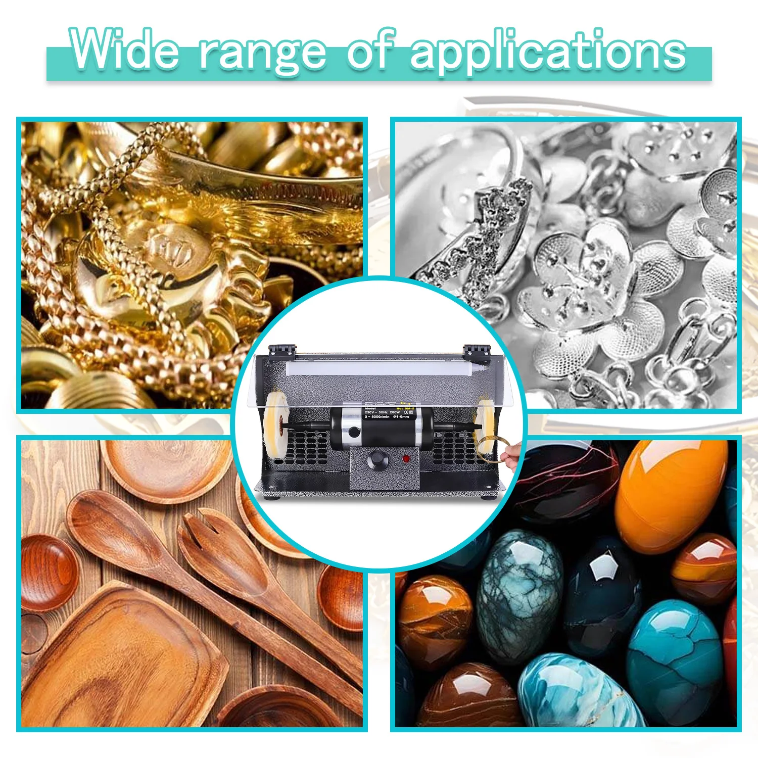 

DM-5 Jewelry Buffing Machine Jewelry Buffer Polisher Desktop Jewelry Polishing Buffing Machine 220V/110V 200W 0-8000r/min 1-6mm