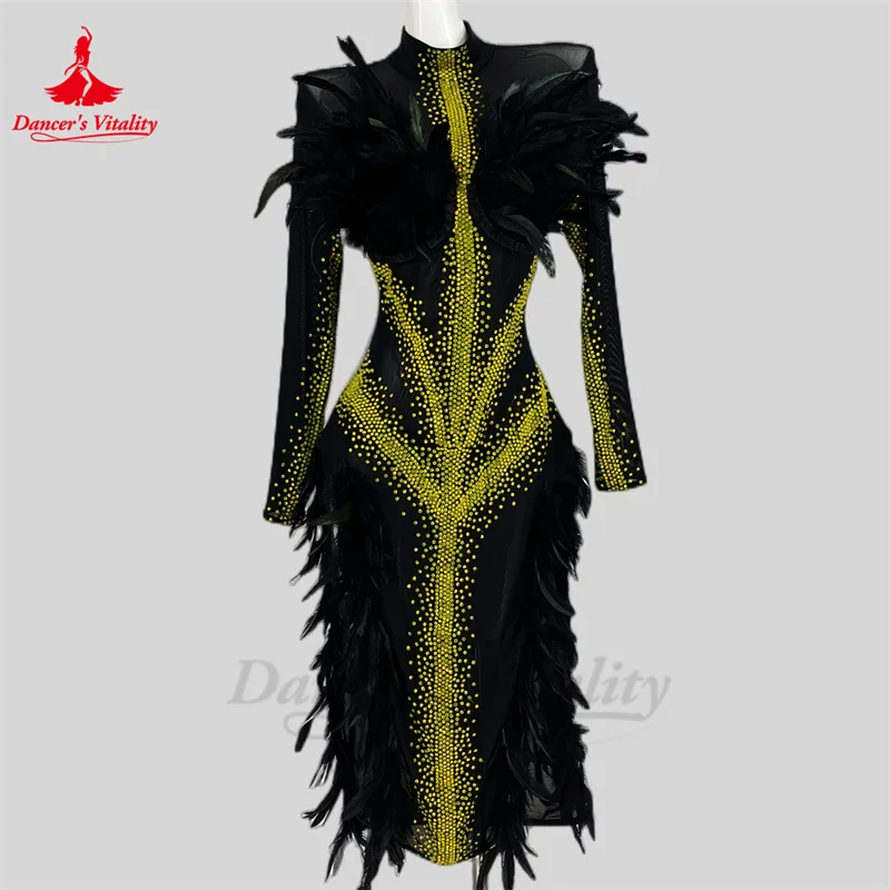 

Latin Dance Competiton Dress for Women Customsized Rumba Tango Senior AB Stones Performance Skirt Latin Professional Dresses