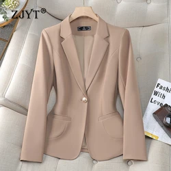 ZJYT Autumn Fashion New Women Coat Jacket 2024 Elegant Chic Single Breasted Blazers Feminino Outerwear Plus Size Veste Femme