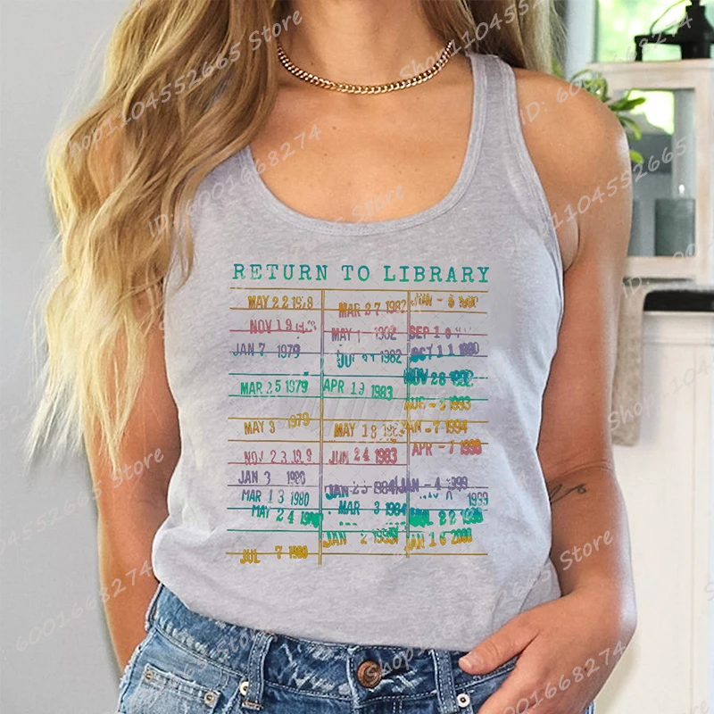 

Book Lover Classic Vest Return To Library Letter Vest Women Summer Camisole Tops Casual Sleeveless T Shirts Short-sleeved Vest