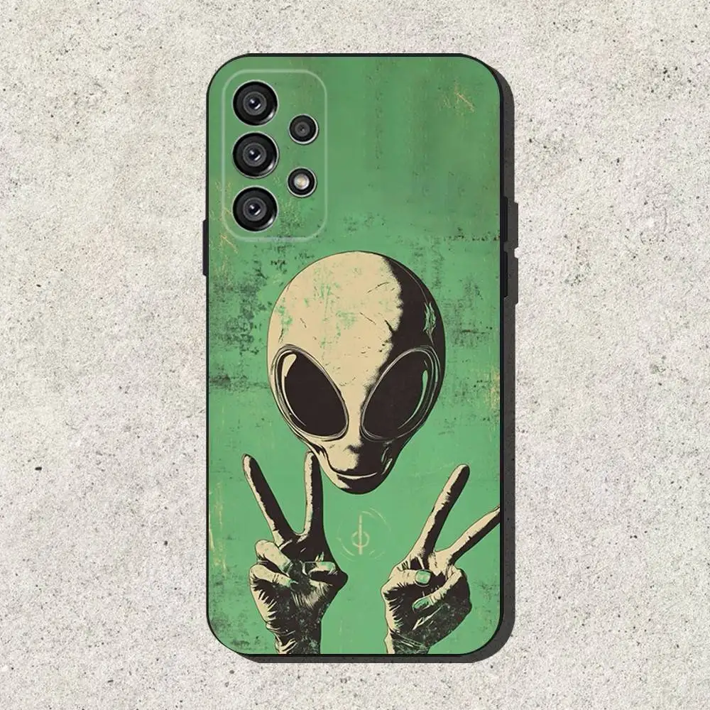 حافظة هاتف مضحكة UFO Alien Thing لهاتف سامسونج S25، S24، S21، S22، S23، S30، Ultra، S20، Plus، Fe، Lite، Note، 10,9,5G غطاء أسود