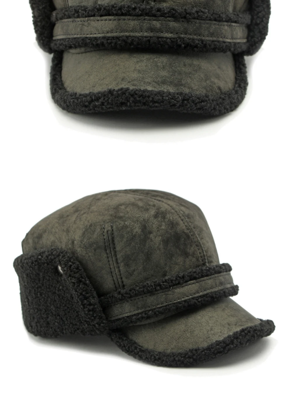 HT4544 Hohe Qualität Männer Frauen Winter Baseball Kappe Berber Fleece Wildleder Baseball Hüte Dicke Warme Snapback Kappe Papa Hut Earflap Caps – Detail 6