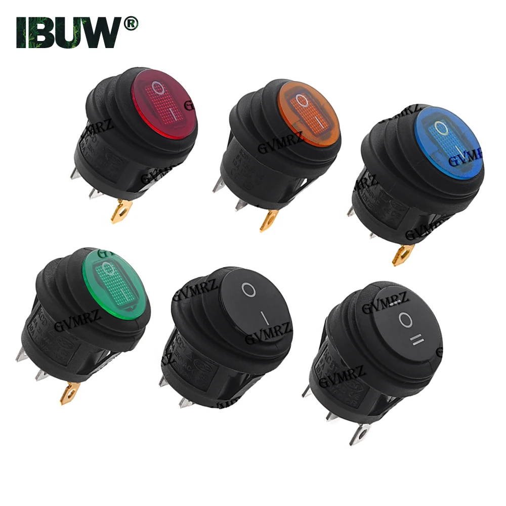 1 Stück KCD1 SPST 3-Pin Wippschalter 6A 250V AC LED Ein/Aus Wasserdichter Fahrzeug- und Bootsschalter Runder Schalter