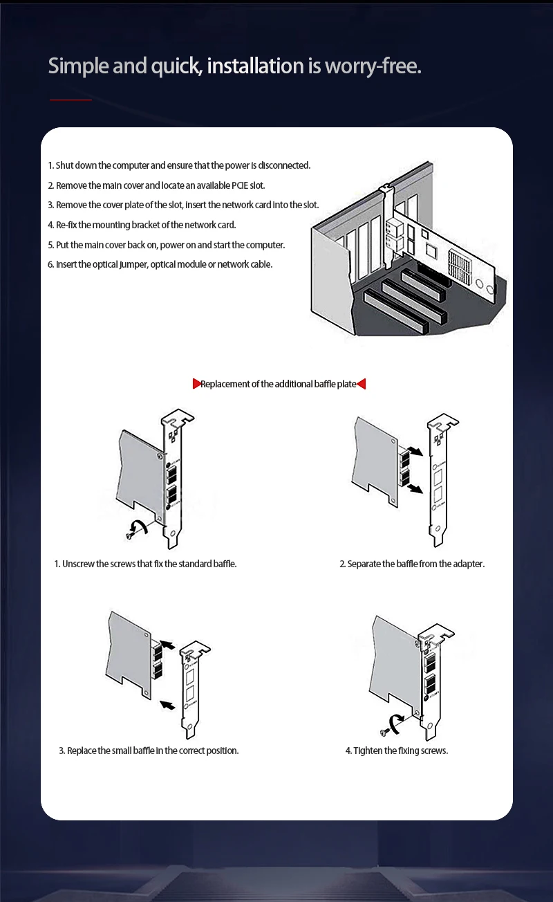 XikeStor 10G Optischer Port-Netzwerkkarte, RJ45 Elektrischer Port, unterstützt volle Geschwindigkeitsanpassung, SKN-8127AF-1SFP – Detail 7