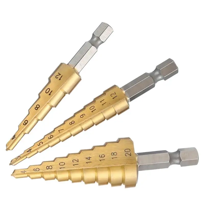 Metal Drill Bit Set For Steel 3pcs Cone Drill Bit Hole Drill Bit Cobalt Drill Bit Set Tapered Drill Bits Step Drill Bits For