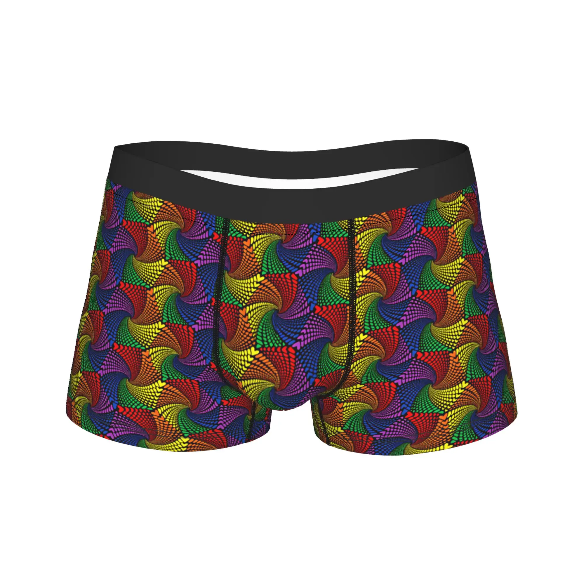Abstract Geometric with Heart Pride Repeat Pattern Underwear  Men Underpants Novelty Boxer Shorts High Quality Boxer Brief