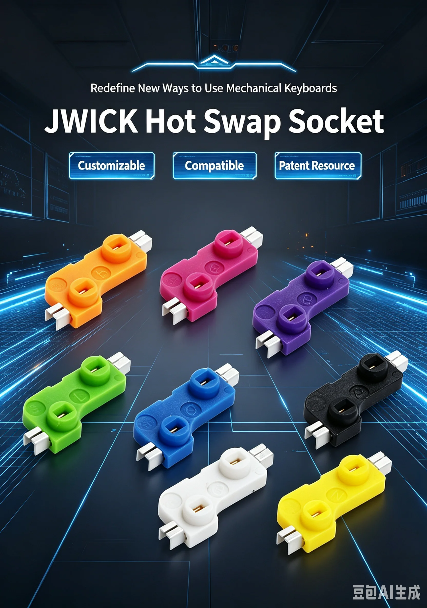 10pc-100pc stock wholesale black JWICK hot-swappable switch sockets - mechanical keyboard customization DIY replaceable parts