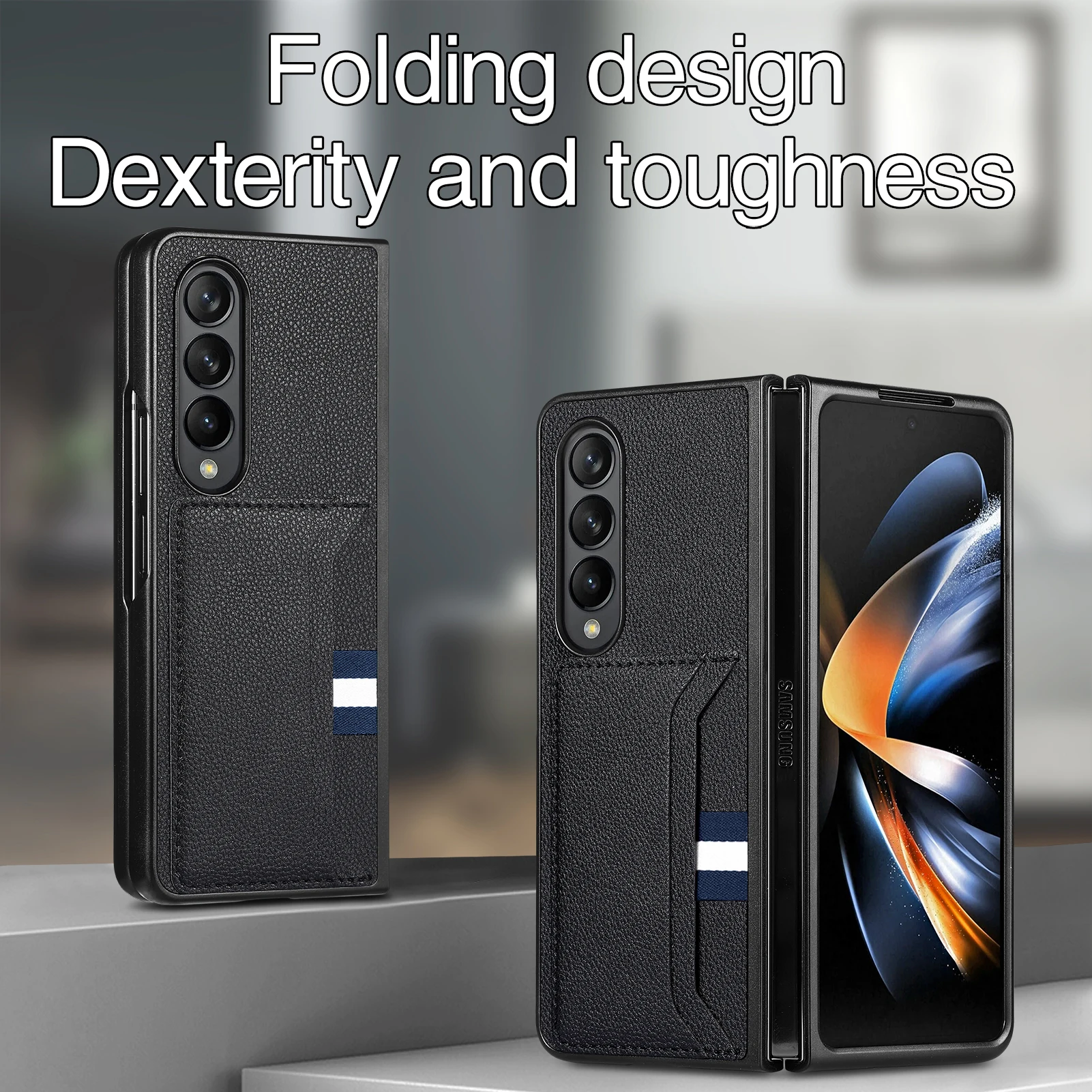 Leather Card Slot Folding Funda Case for Samsung Galaxy Z Fold 7 6 5 4 fold7 fold6 fold5 Fold3 Fold4 Fold 3 2 Fold2 Capa
