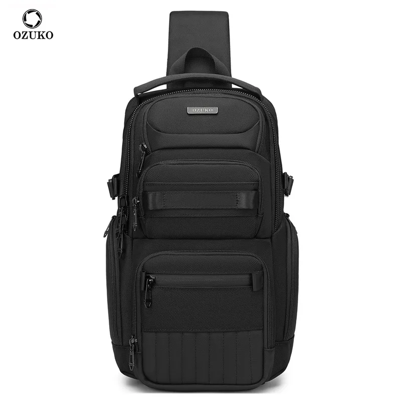 OZUKONew Business Commute Men's Crossbody Bag Waterproof Multi-functional Fashion Brand Chest Outdoor Sports Casual Shoulder Bag