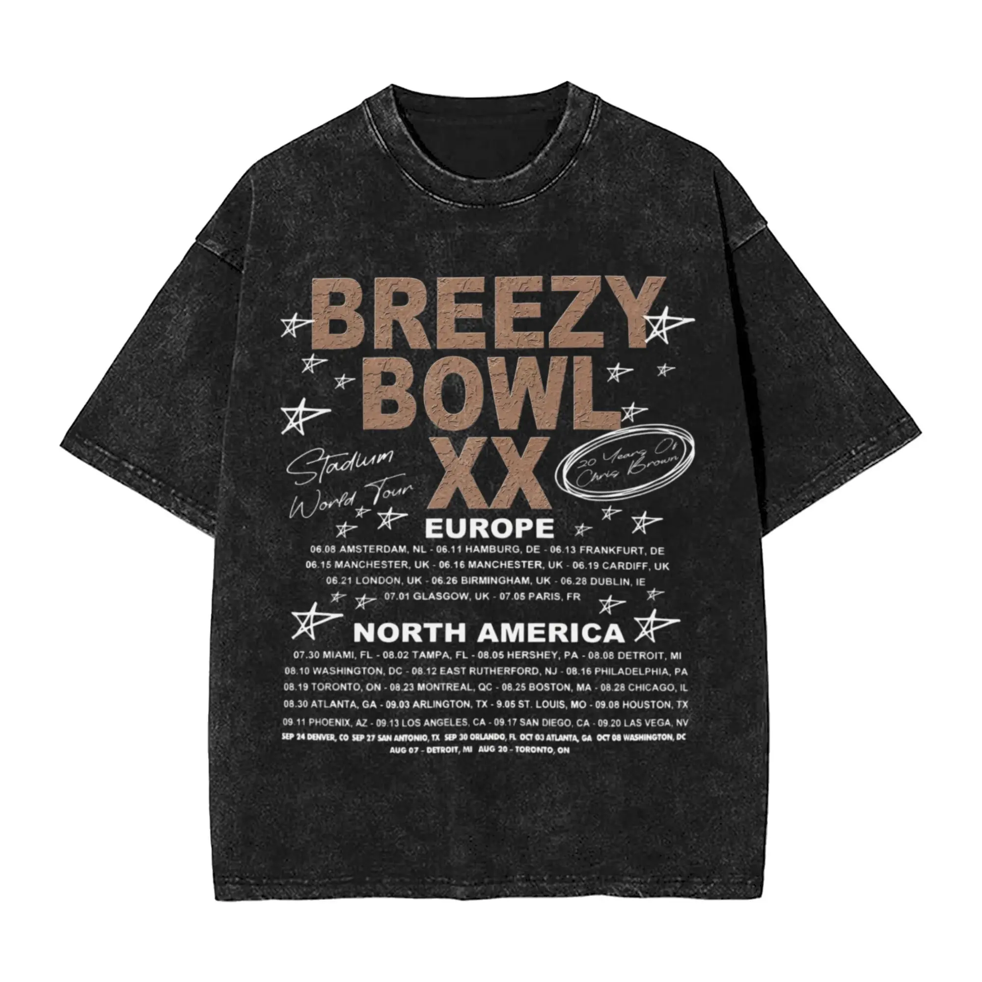 

Винтажная футболка Chris Brown Breezy Bowl XX Tour 2025 для мужчин и женщин, стильные футболки, одежда