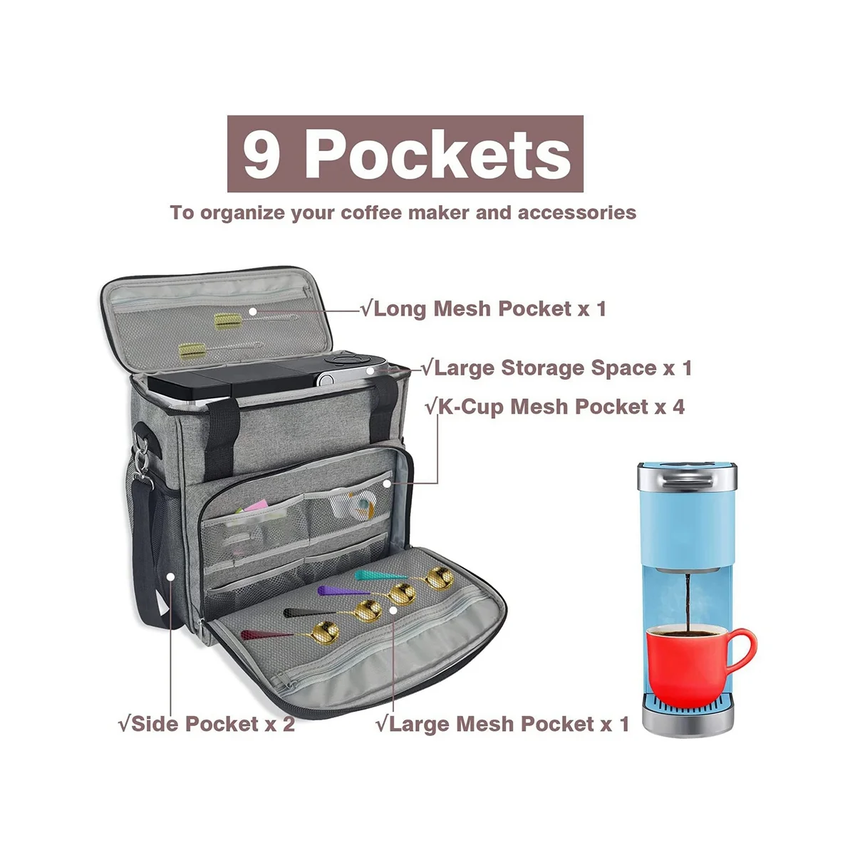 Fourre-tout de voyage pour cafetière, station de café à une portion, EvaluPocket