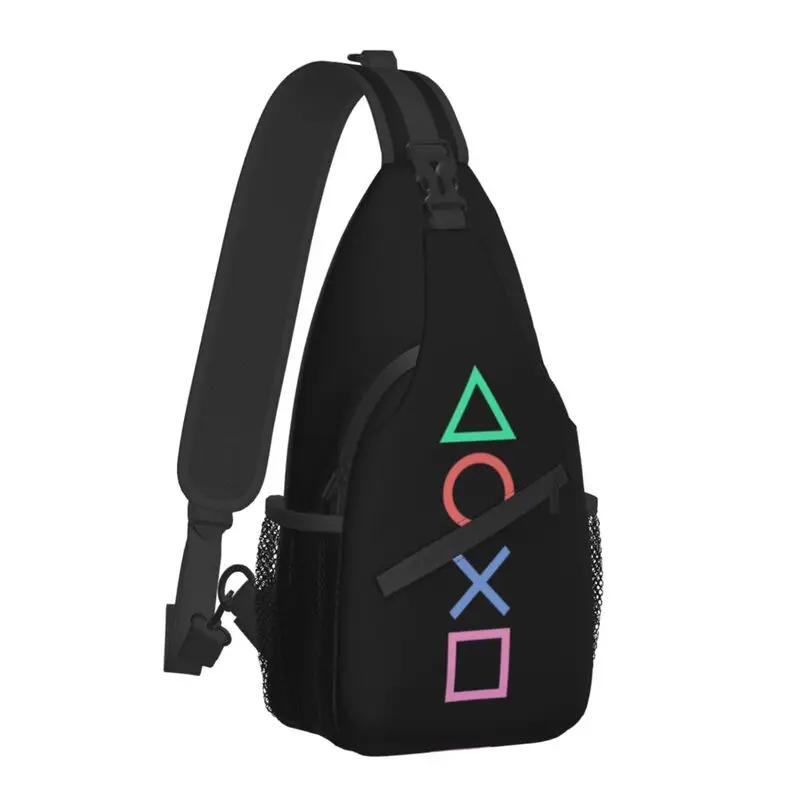 Gamepad Button Symbol Sling Crossbody Backpack Men Custom Game Lover Shoulder Chest Bag for Travel Hiking Daypack