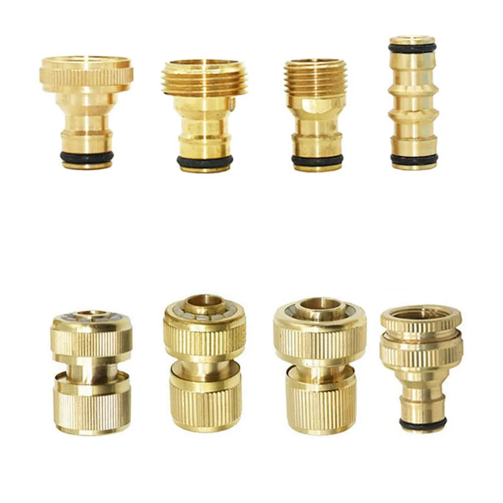 Connecteur rapide pour tuyau en laiton, raccord d'arrêt d'eau, filetage en cuivre, raccord de robinet, adaptateur de pistolet d'arrosage de jardin, 1/2 ''5/8" 3/4 ''1''