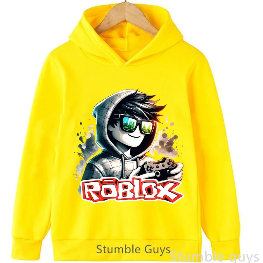 Roblox Kids هوديي الخريف الشتاء أزياء لعبة طباعة بنين بنات عارضة الزي الرياضي