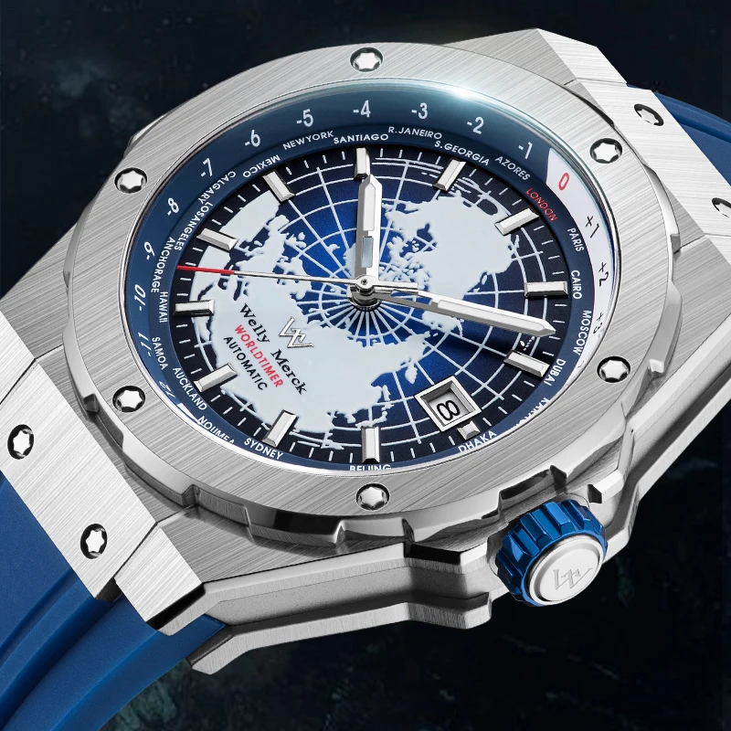 Reloj WM, relojes mecánicos automáticos, relojes de negocios multifuncionales impermeables para hombres, reloj Welly Merck WM124M