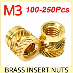 250 pz M3 Inserto Dado In Ottone Hot Melt Filettatura Zigrinata Incorporamento di Calore Dadi In Rame Incorporati Pressati Misura per stampante 3d custodia in plastica