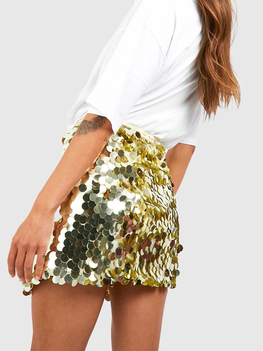 New Fashion Womens Sequin Mini Skirt Glitter Skirt Belly Dance Short Skirt Clubwear Festival Costume For Concert Hot Sale S M L