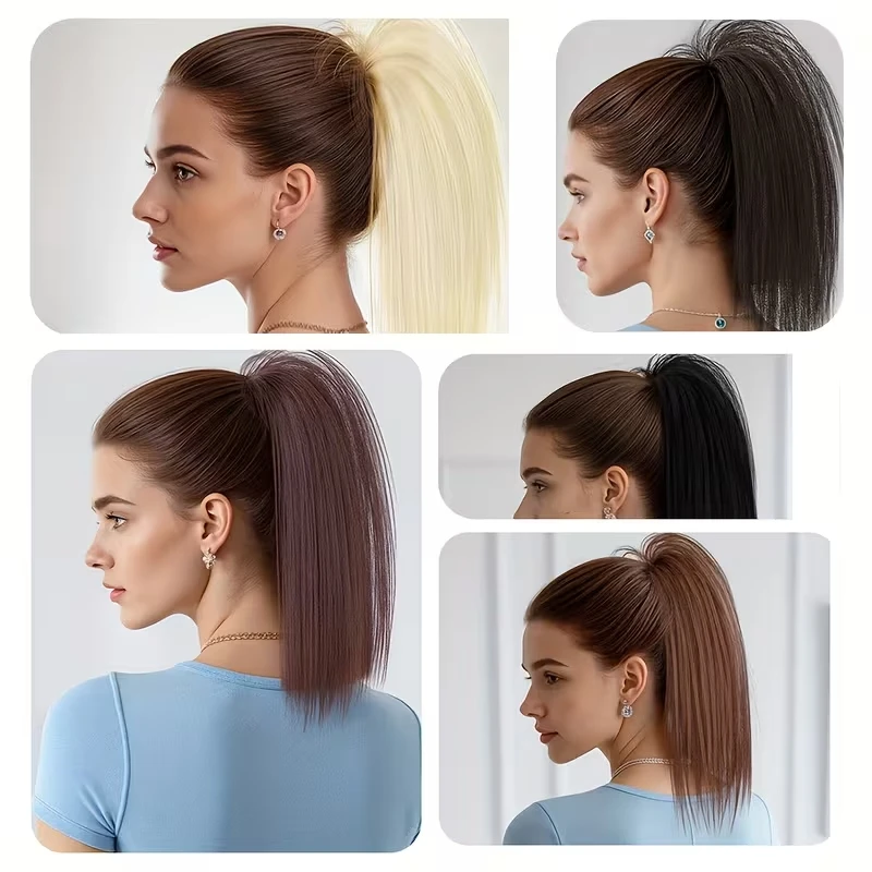 14Inch Synthetic Short Straight Hair Extension Claw Clip-in Heat Resistant Type Ponytail Hairpiece for Women good 2026 image 6