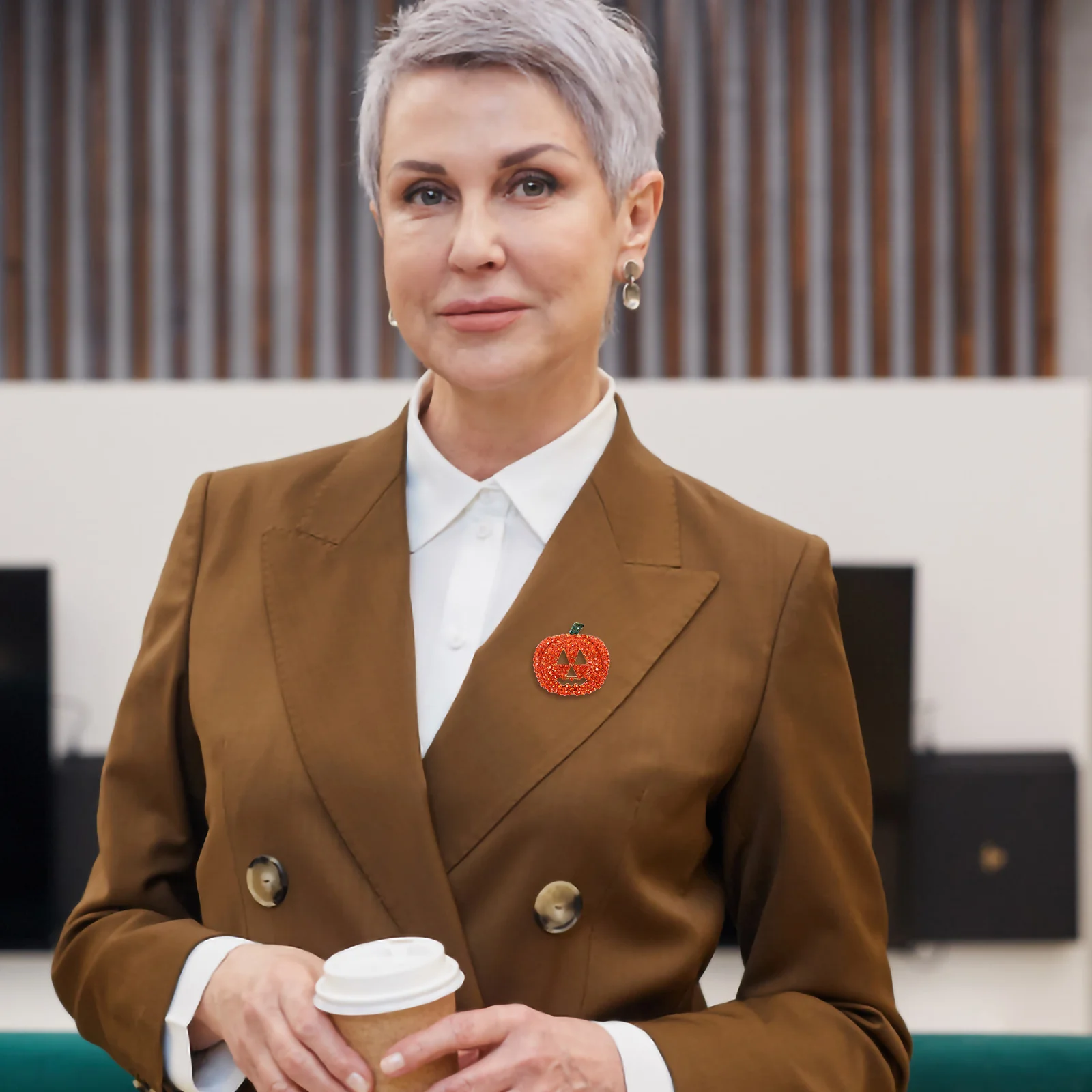 

Halloween Pumpkin Brooch Orange Alloy Rhinestone Stylish Party Festival Clothing Pin Halloween Brooches Pumpkin Accessories