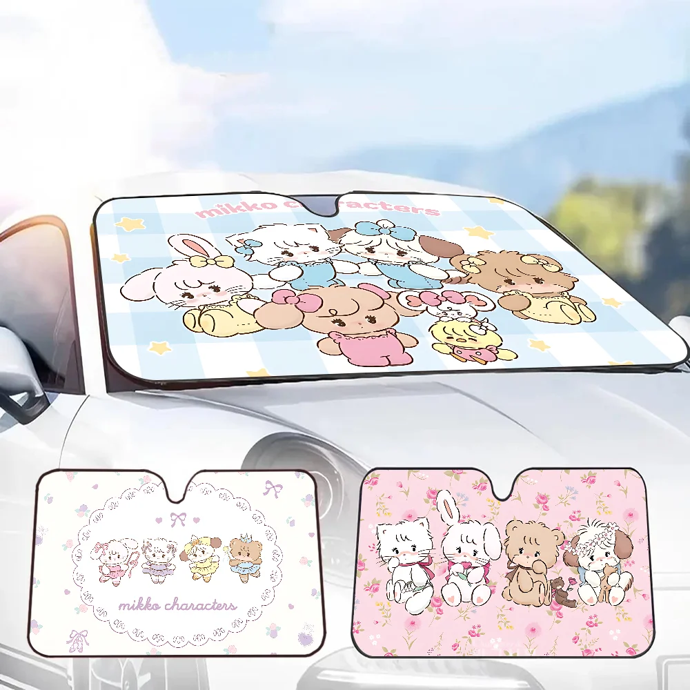 M-Mikko C-Characters Sunshade Windscreen 3D Film Plaid Gift Novelty Car Front Window Visor 70x130cm Sun Visor Solar Protect