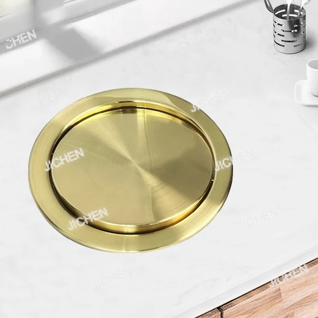 Kitchen Trash Can Built-in Garbage Bin Stainless Steel Large Litter Bins Luxury Touch Dustbin with Lid Kitchens Accessories