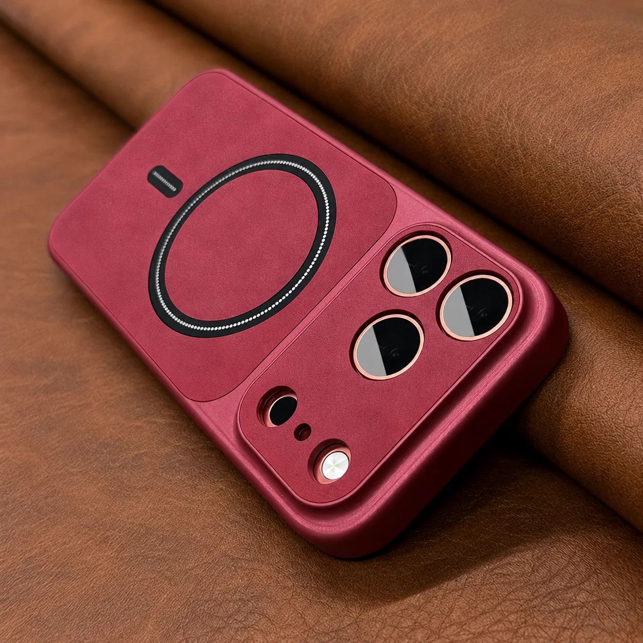 Neue Matte Kunstleder-Magnet-Handyhülle für iPhone 18 17 Air 16 15 14 13 Pro Max für Magsafe Kabelloses Laden Rückseitenabdeckung – Detail 2