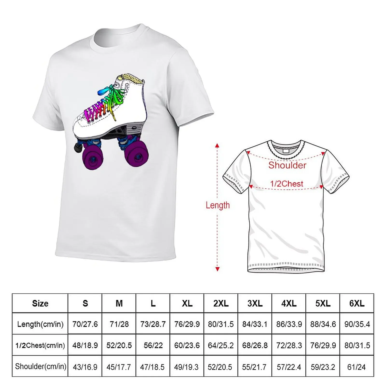 Rollerskate with Rainbow laces T-Shirt anime tshirt man t shirts for men casual T-Shirt