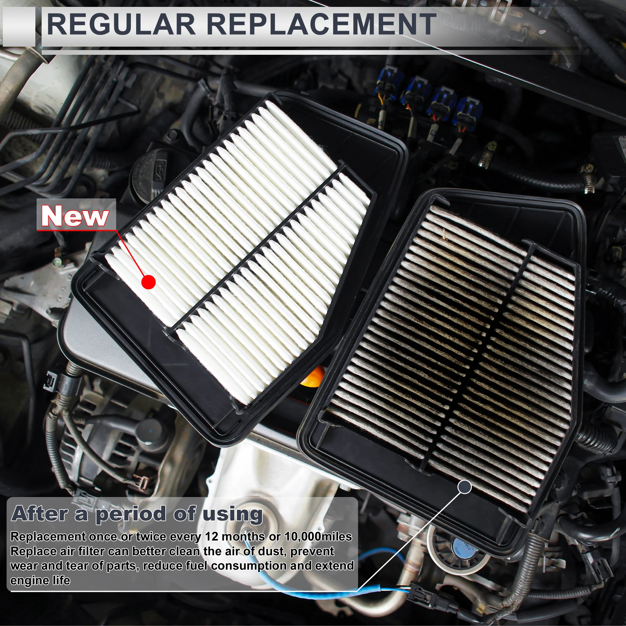 فلتر هواء محرك السيارة UXCELL رقم 172206MAJ01 لسيارة Honda Accord Hybrid EX-L، Hybrid Sport، Hybrid Sport-L مرشحات السيارات