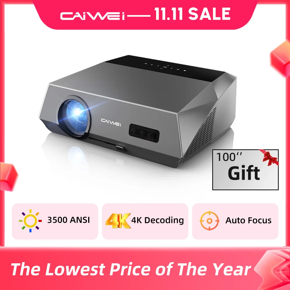 CAIWEI A10Q Projector 4K Full HD 1080P Home Theater Google TV WiFi Smart TV AutoFocus Netfli Beam проектор for Outdoor