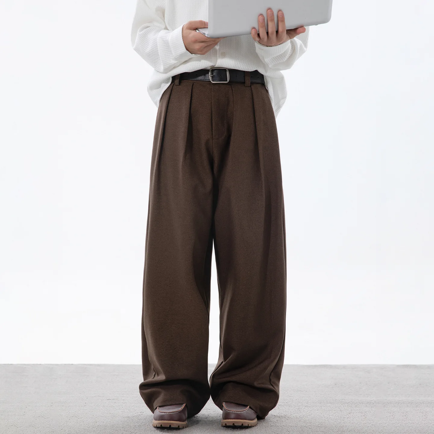 

Autumn Vintage 2025 New Fashion Men’s Solid Color Loose Wide Leg Straight Casual Trendy Simple Basic Trousers Male Pants Clothes