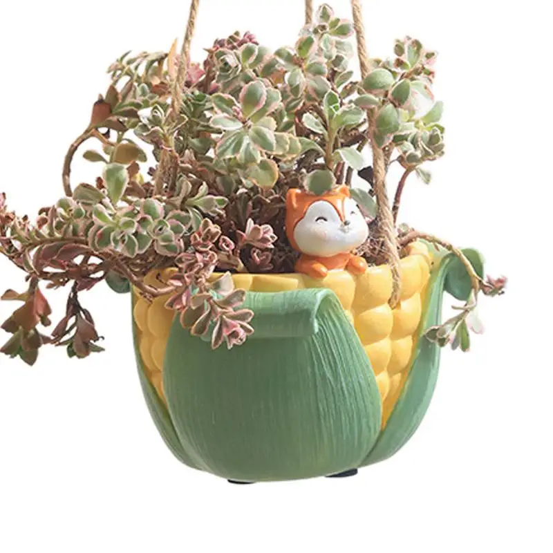 

Hangable Planter Basket Corn Mango Resin Pots Planter Basket with Drainage Holes for Indoor Outdoor Porch home garden decor